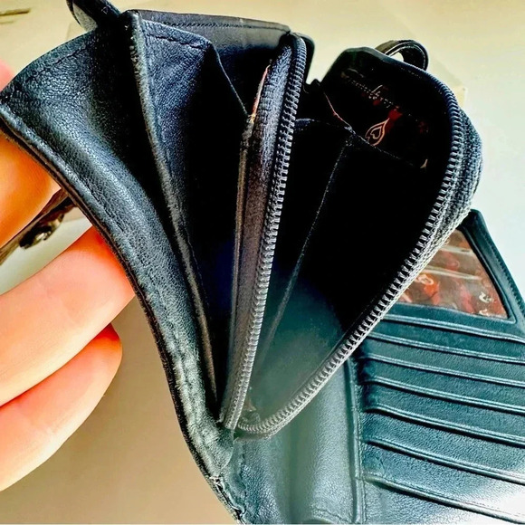 Vintage Brighton Croc Embossed Tri-Fold Leather Organizer/Wallet - Picture 12 of 14